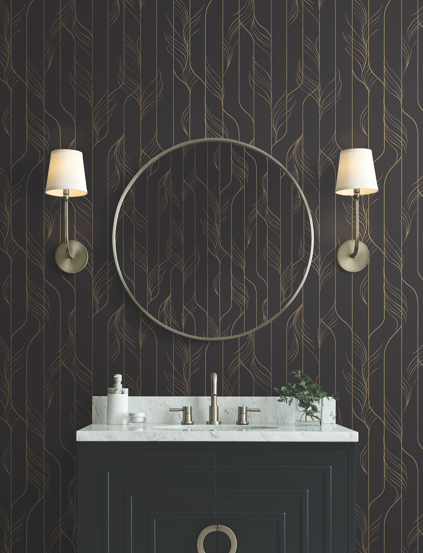 Elemental Thread Black & Gold Wallpaper