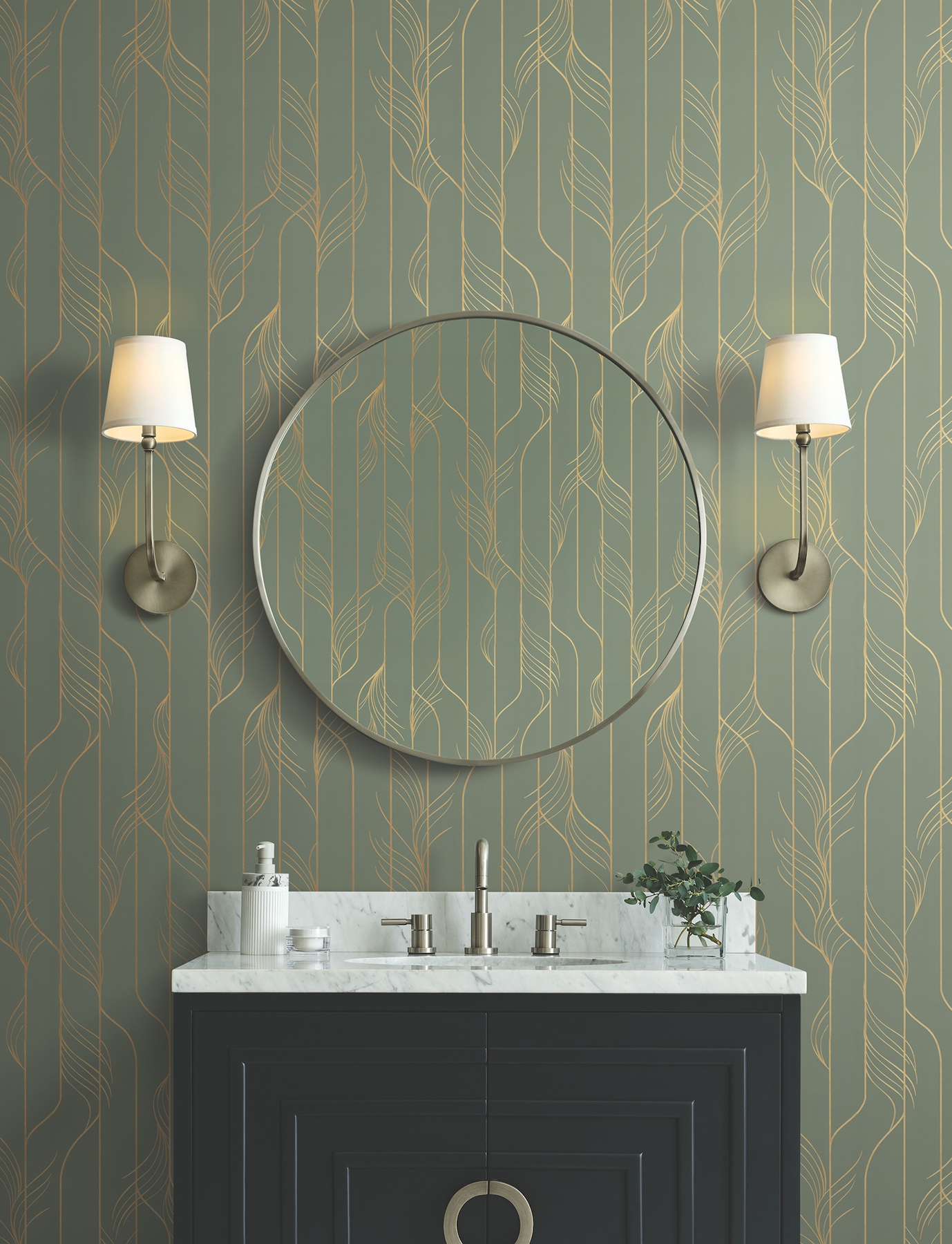 Elemental Thread Green & Gold Wallpaper