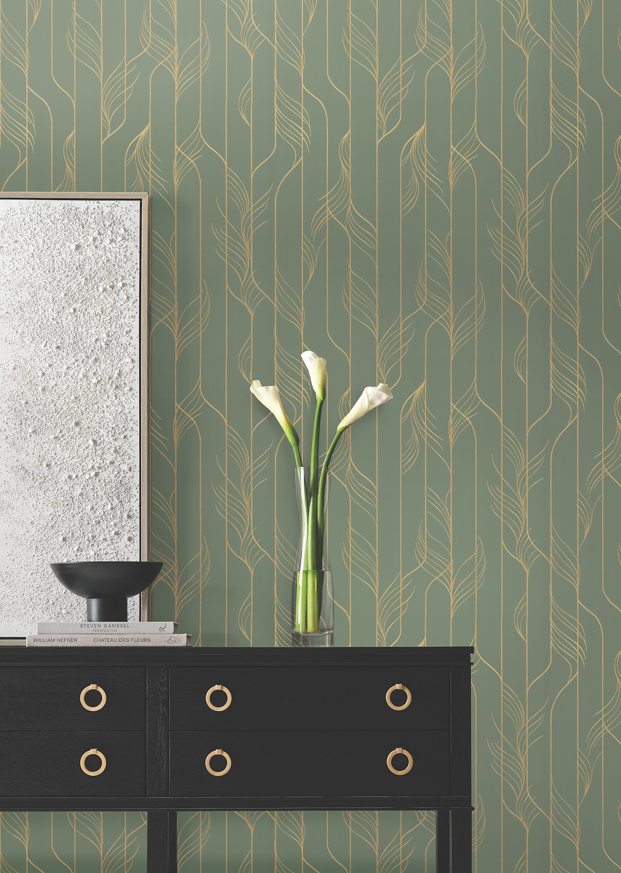 Elemental Thread Green & Gold Wallpaper