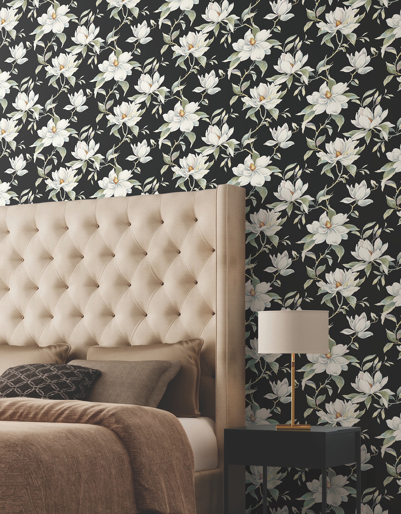 Garden Jewels Black Wallpaper