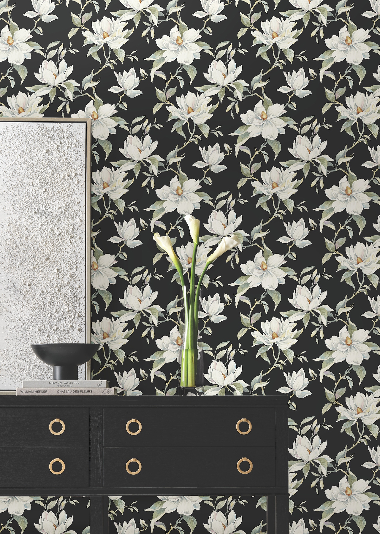 Garden Jewels Black Wallpaper