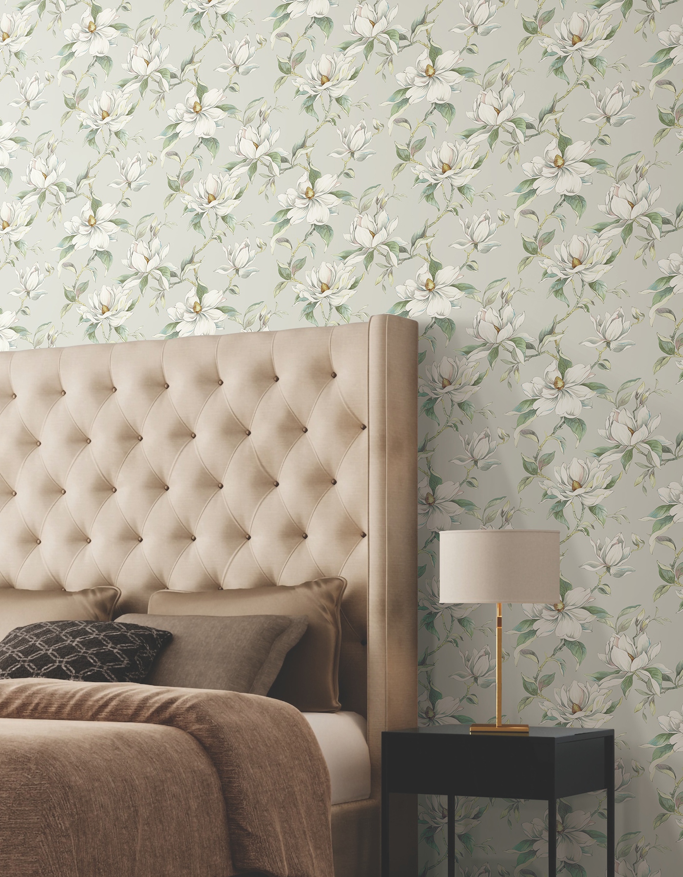 Garden Jewels Warm Grey Wallpaper