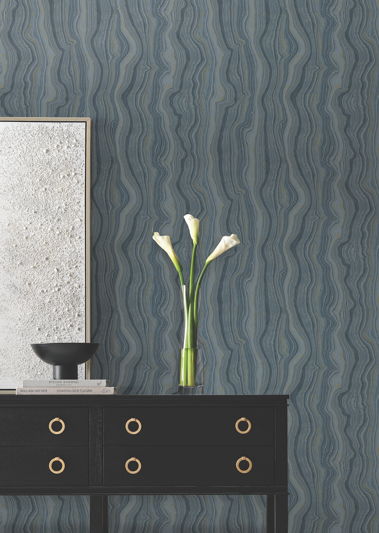 Mineral Shimmer Denim & Gold Wallpaper