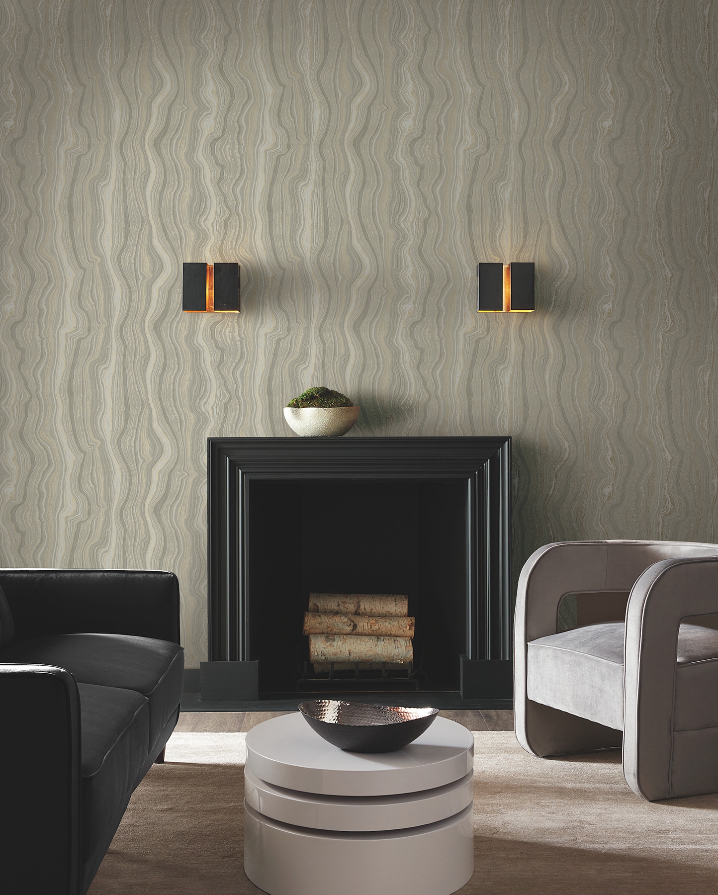 Mineral Shimmer Taupe & Pearl Wallpaper