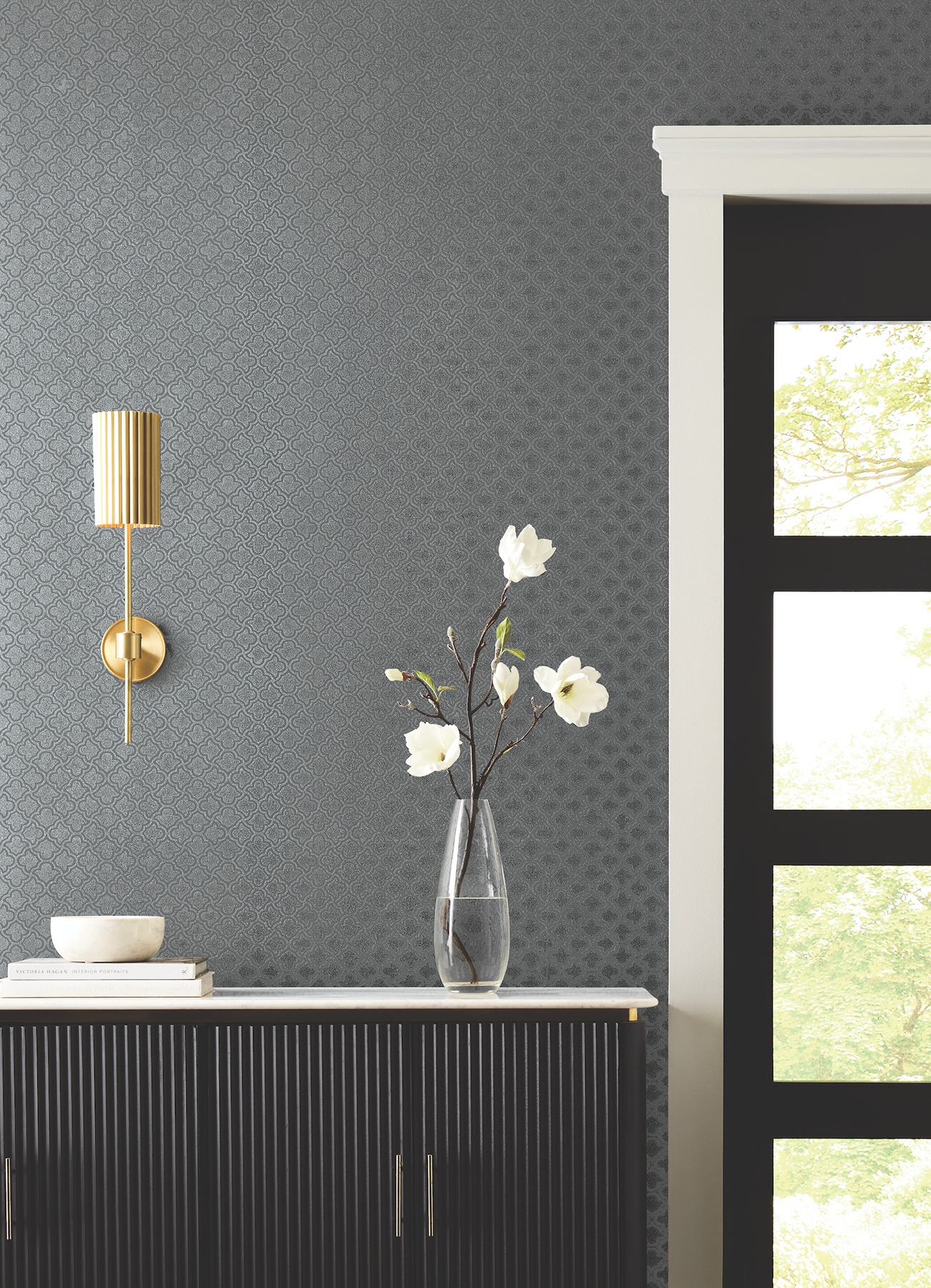 Uptown Glam Charcoal Wallpaper