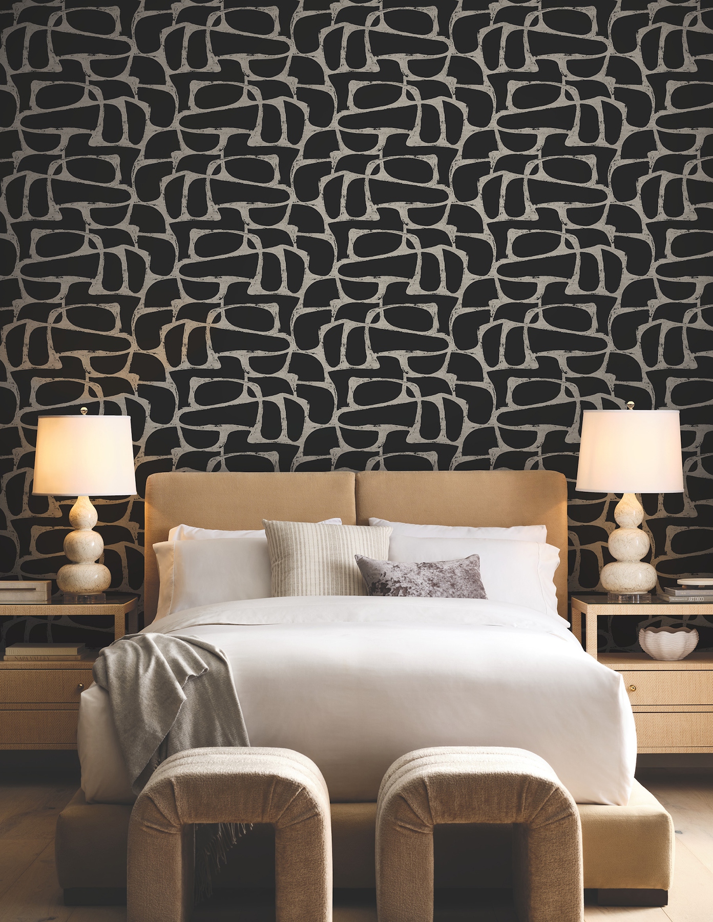 Craftsman Geometric Black Wallpaper
