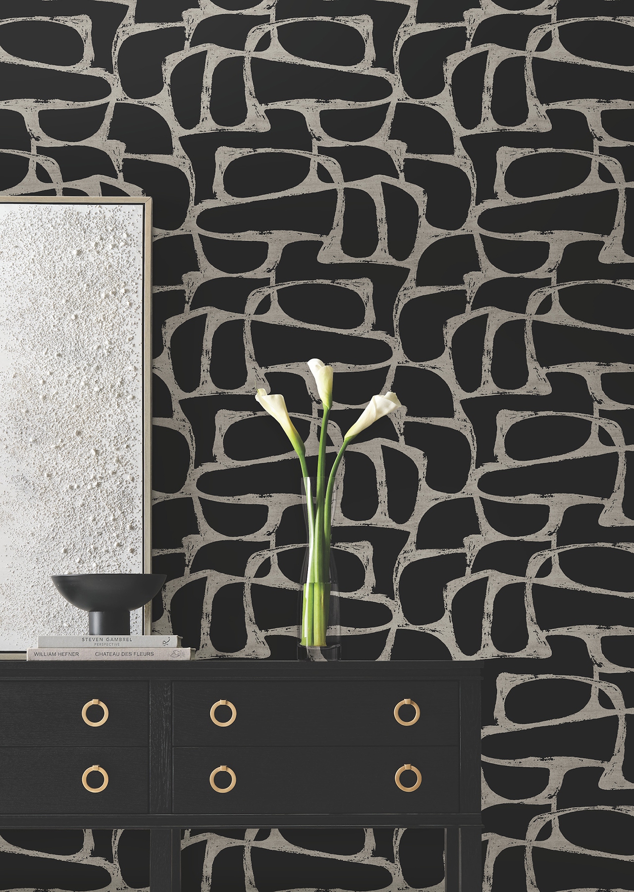 Craftsman Geometric Black Wallpaper