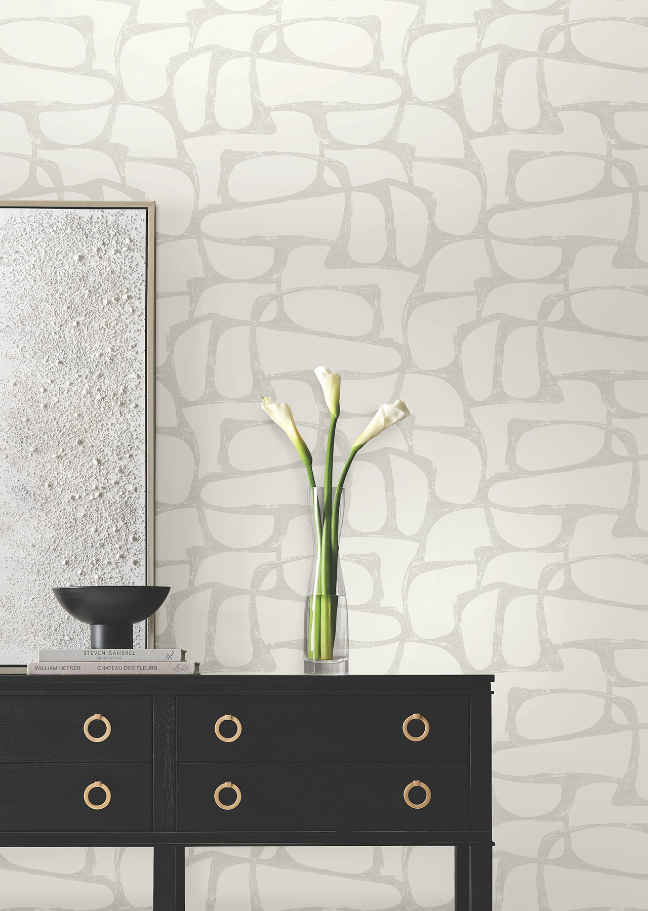 Craftsman Geometric White & Soft Grey Wallpaper