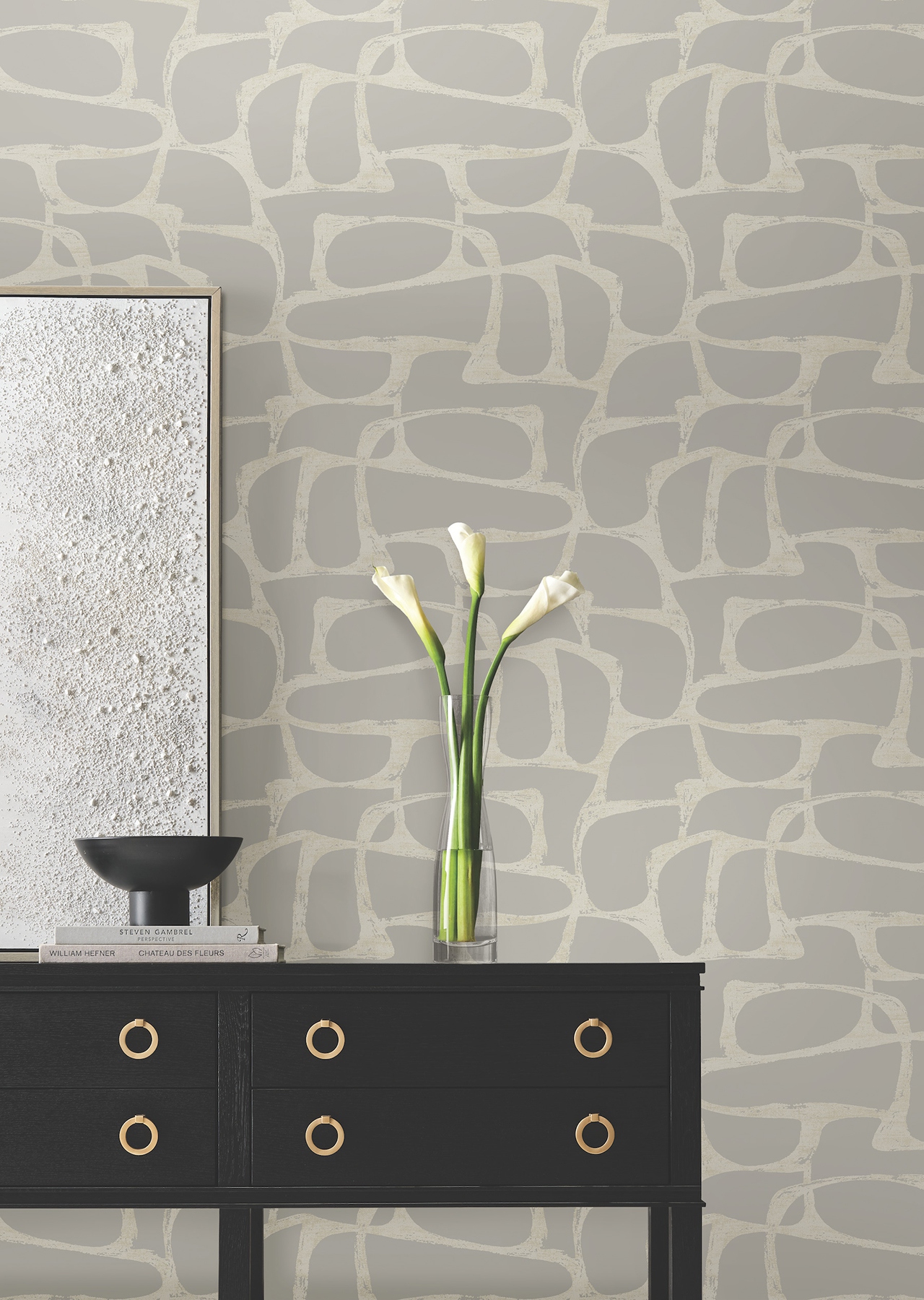 Craftsman Geometric Taupe Wallpaper
