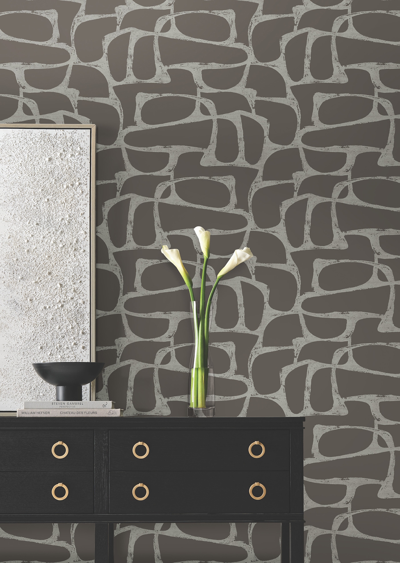 Craftsman Geometric Mocha Wallpaper