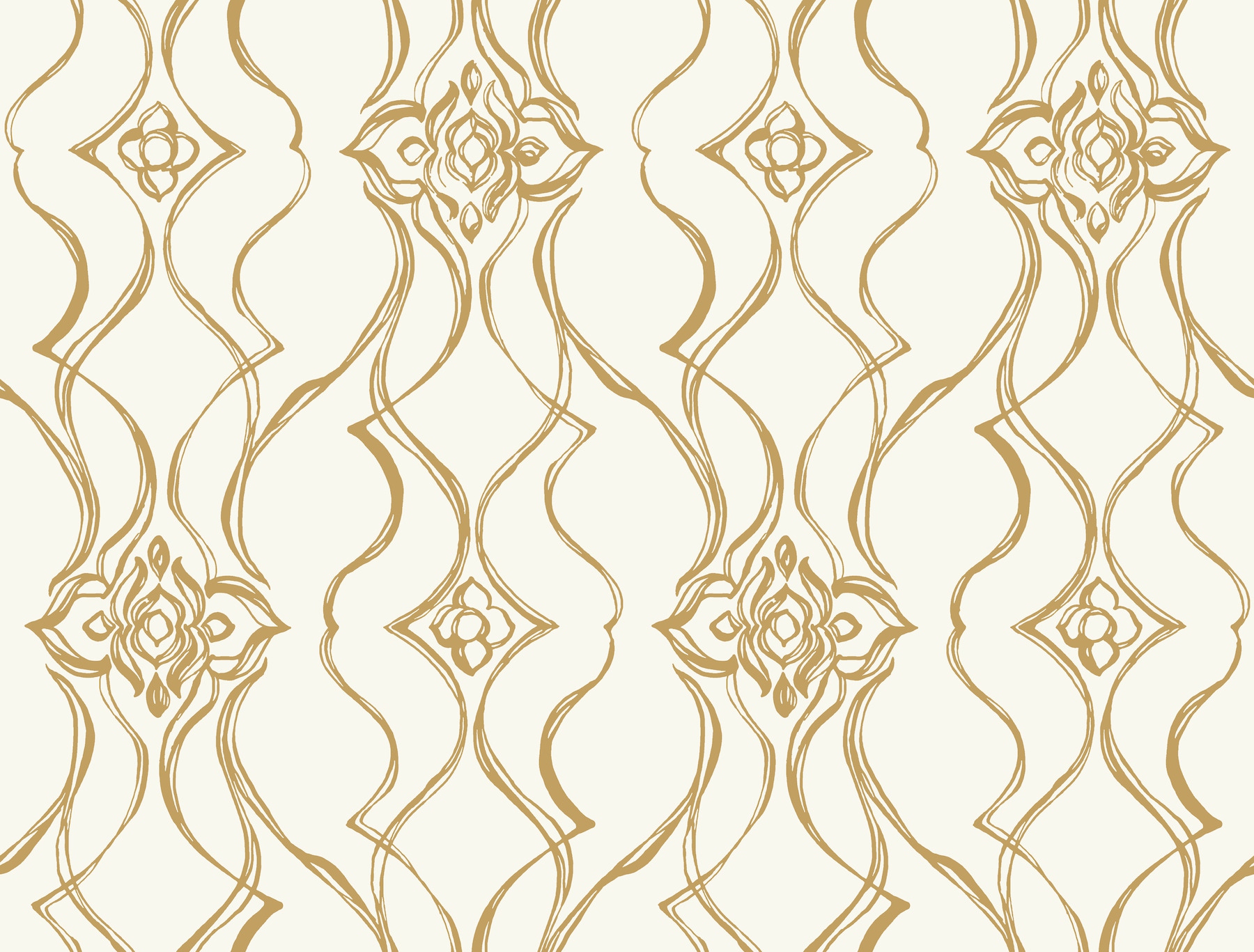 Pirouette White & Gold Wallpaper
