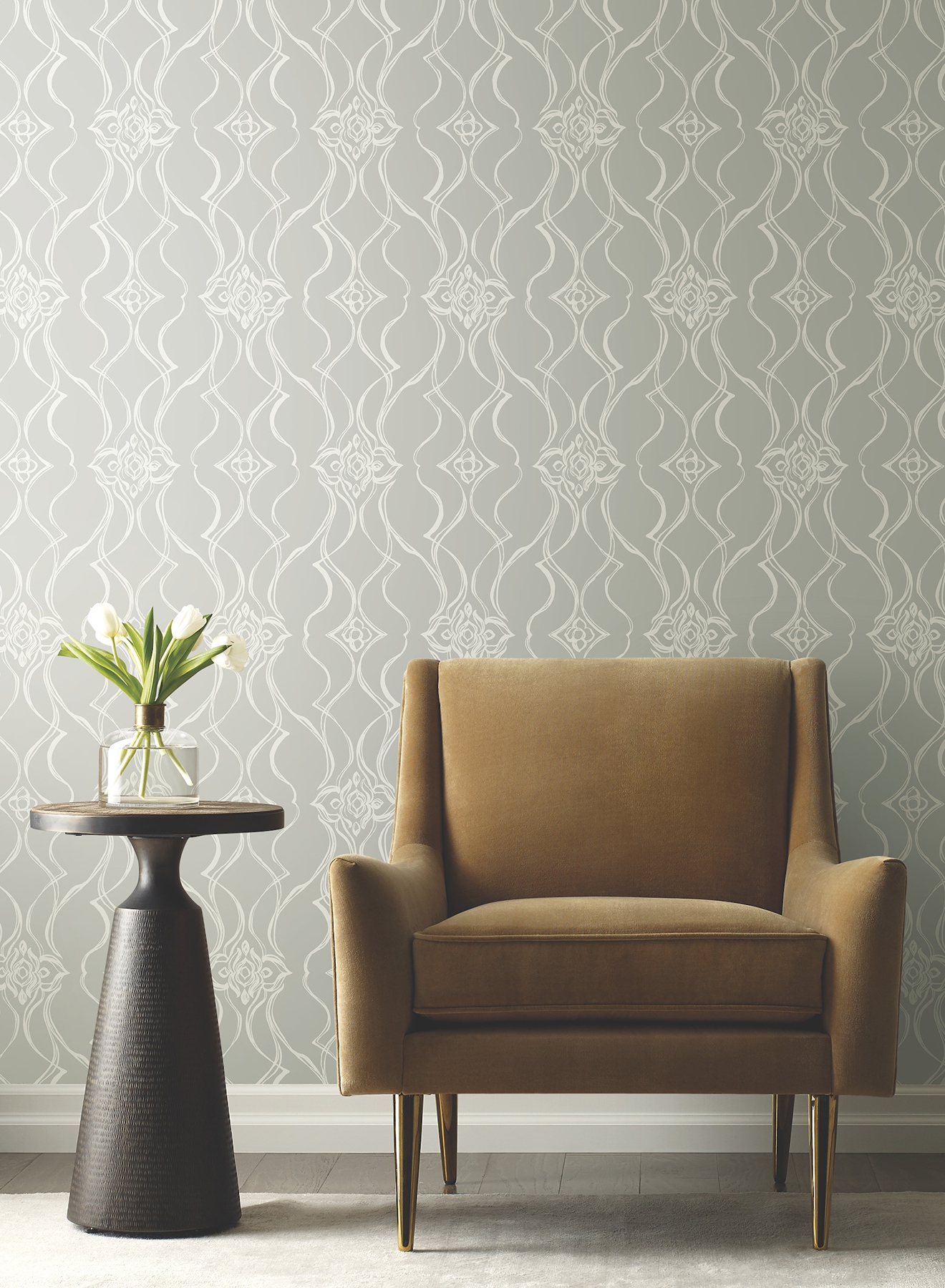 Pirouette Grey Wallpaper