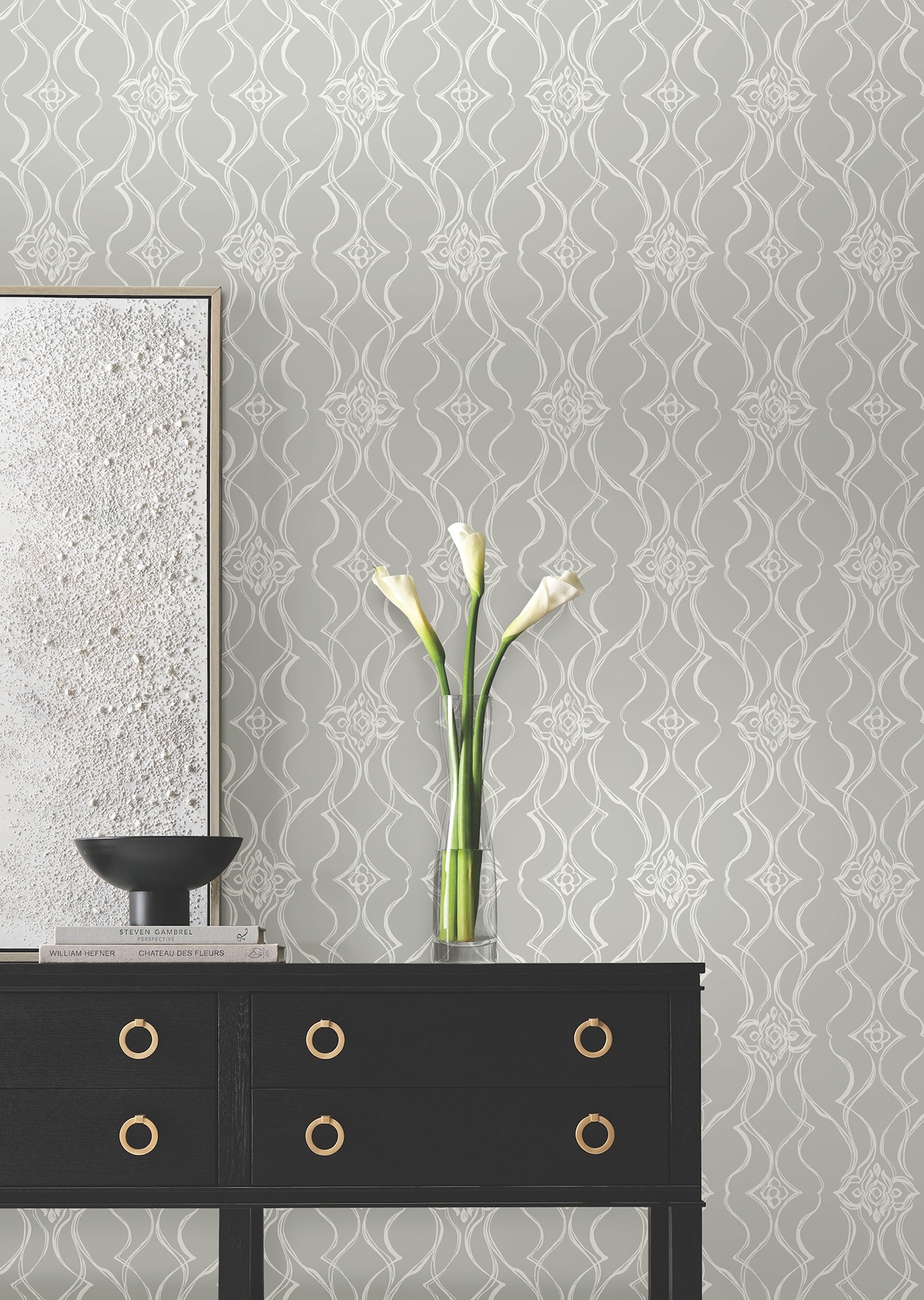 Pirouette Grey Wallpaper