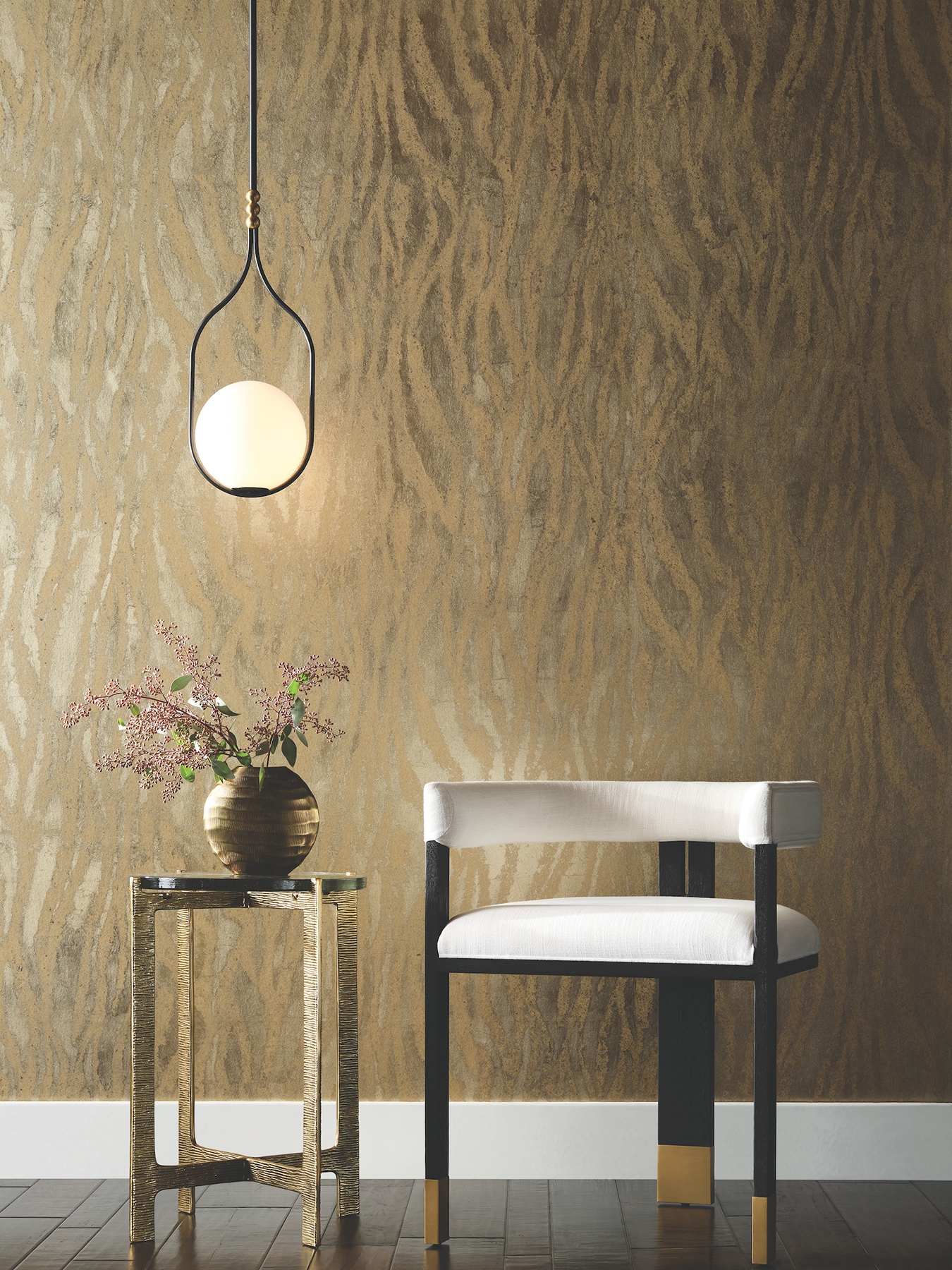 Zebra Chic Antique Gold Wallpaper