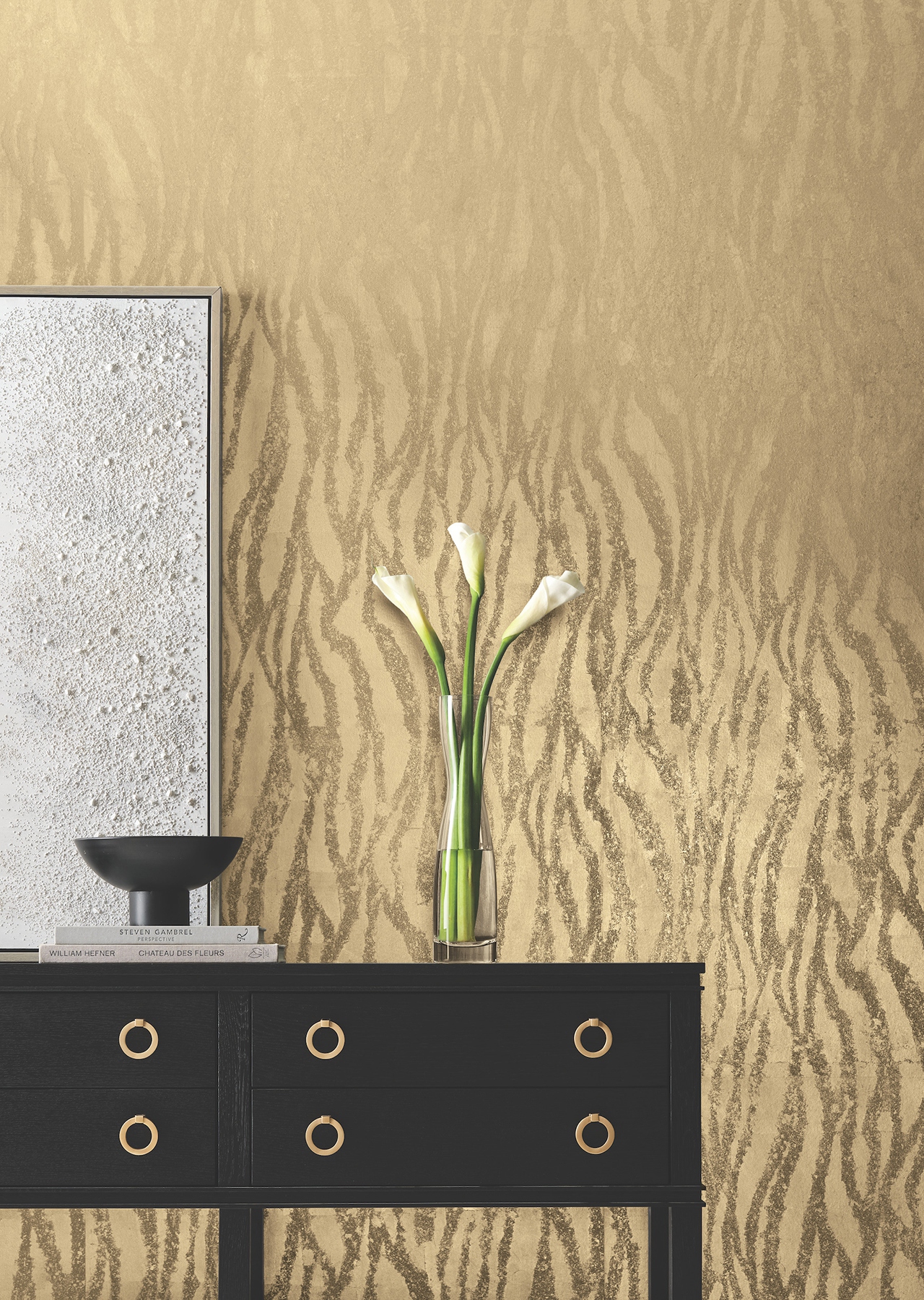 Zebra Chic Antique Gold Wallpaper