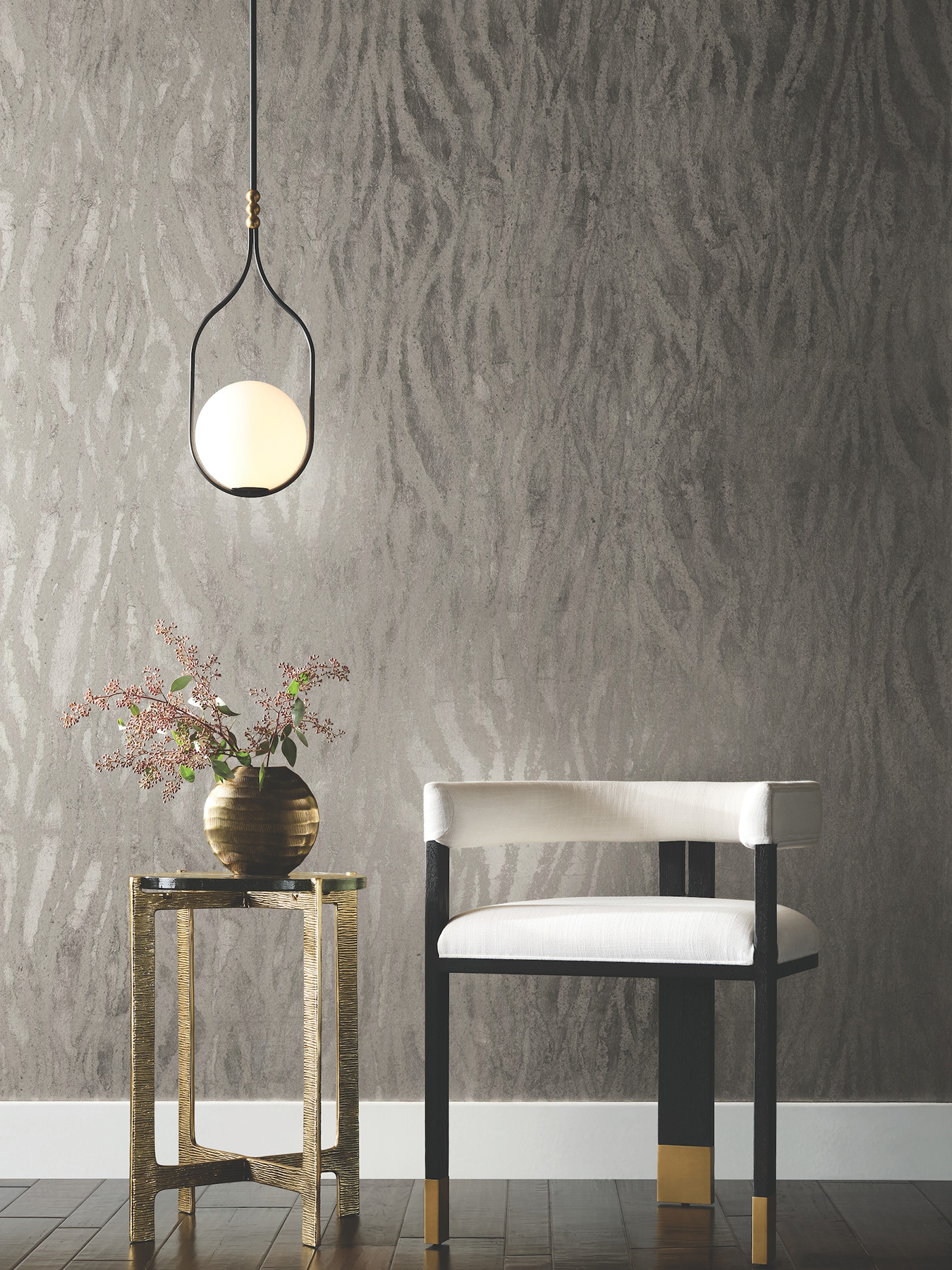 Zebra Chic Silver Wallpaper