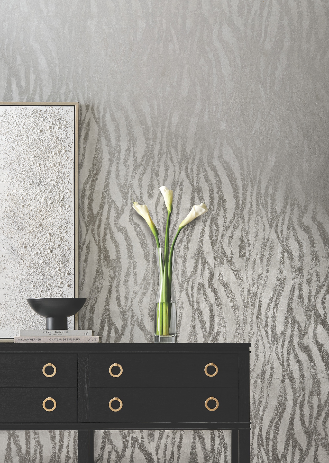 Zebra Chic Silver Wallpaper